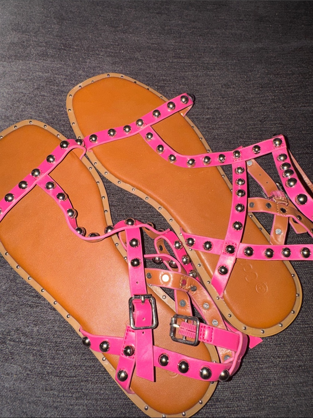 Youth Girls Pink Studded Strappy Sandals